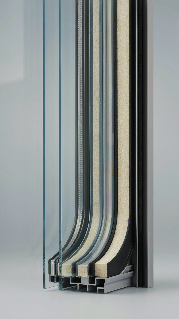 A diagram shows layers of advanced RV window insulation.