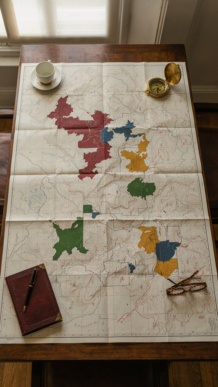 A military strategy map showing clearly organized territories.
