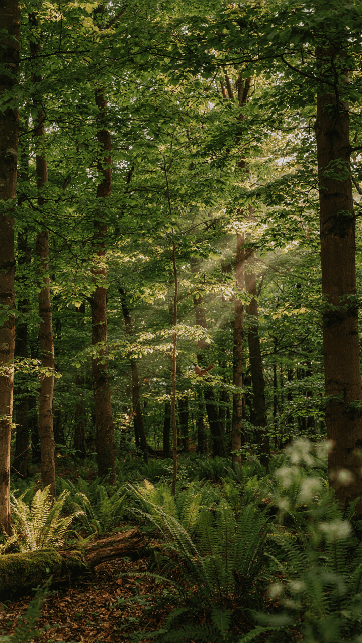 A dense forest showing different layers of plant growth, an example of succession.