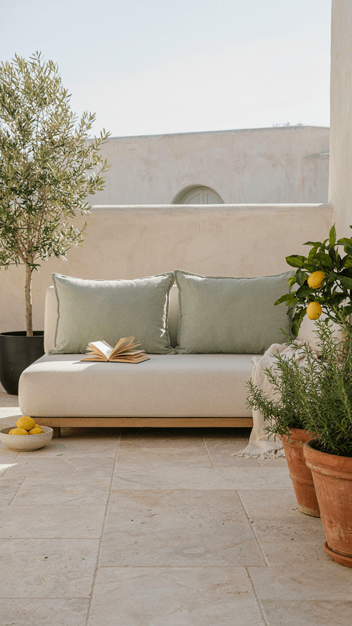 A perfect outdoor daybed setup like one seen in a magazine.