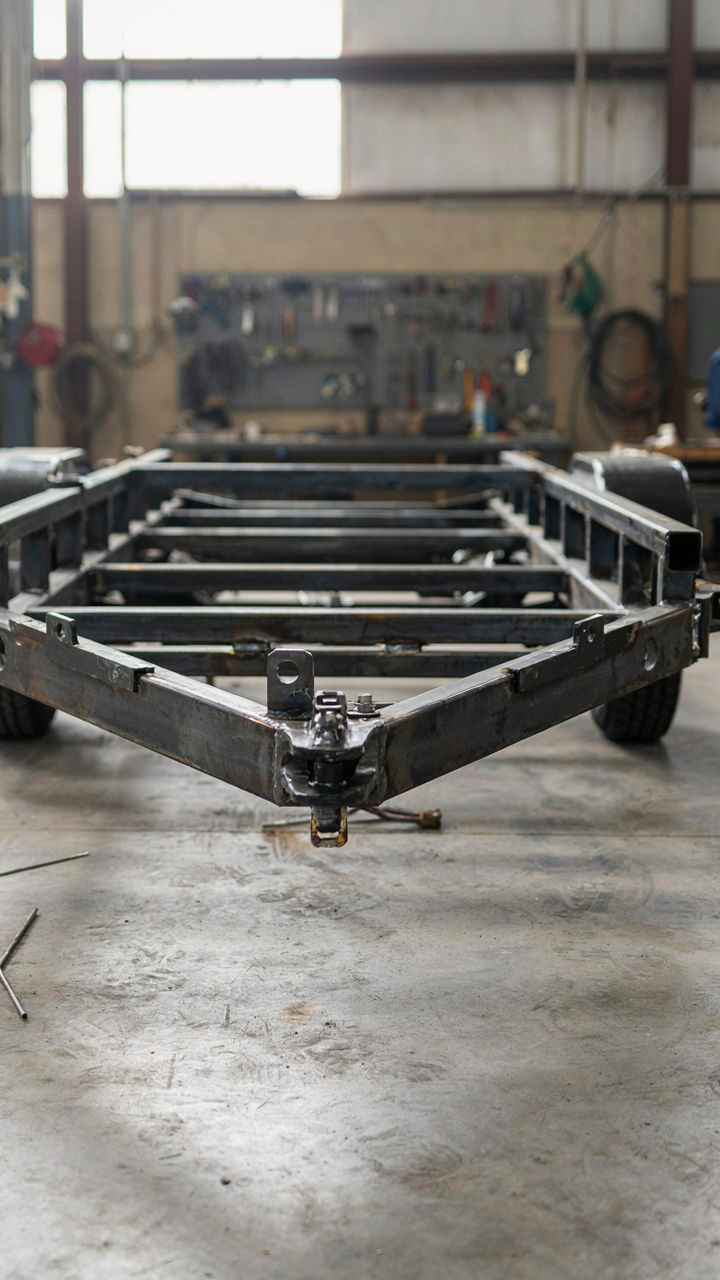A strong, custom-made chassis for a camping trailer DIY.
