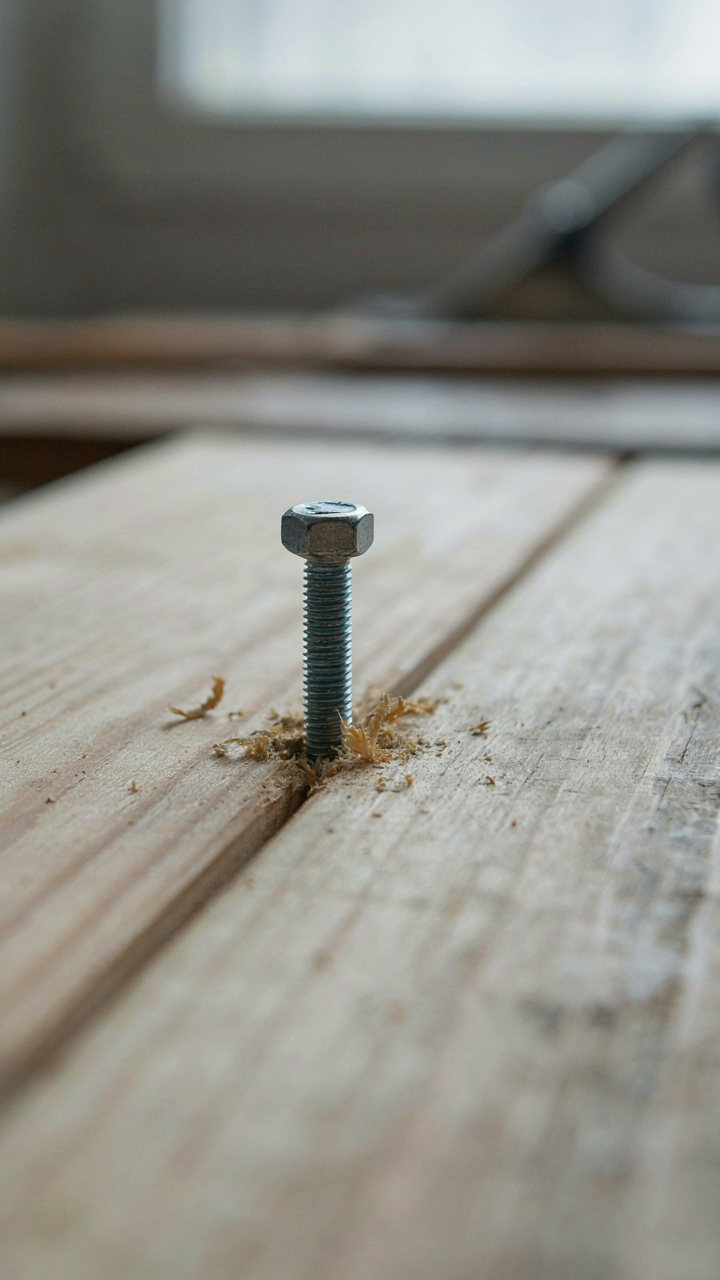 A close-up shows a wooden joint on a diy camp table cracking and pulling apart.