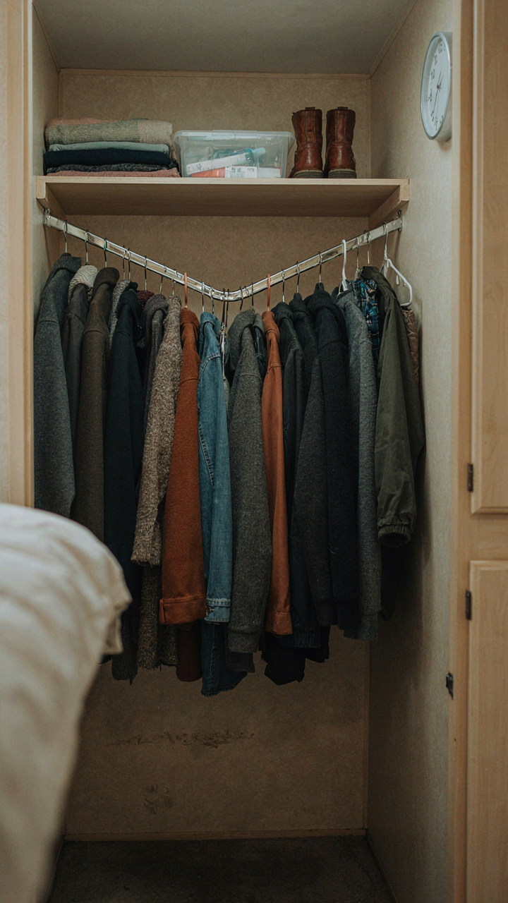 A clothing rod sags under the weight of too many clothes.