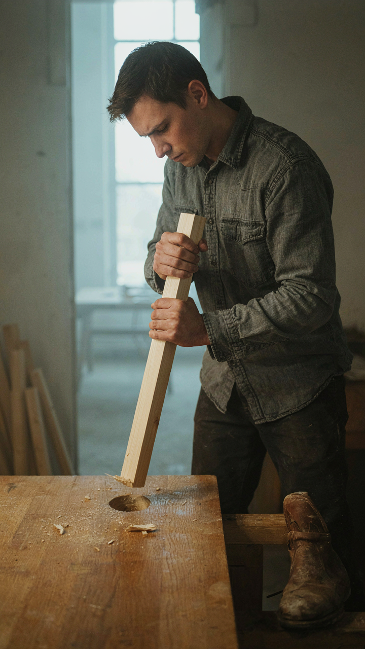 A person tries to put a square peg into a round hole, showing a bad fit.