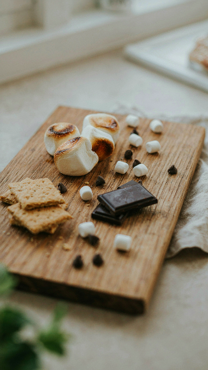 A small, curated selection of s'mores ingredients looks special.