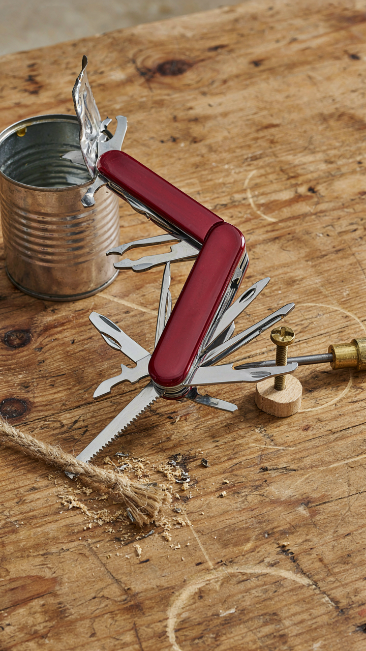 A Swiss Army knife tries to do three jobs at once, not perfectly.