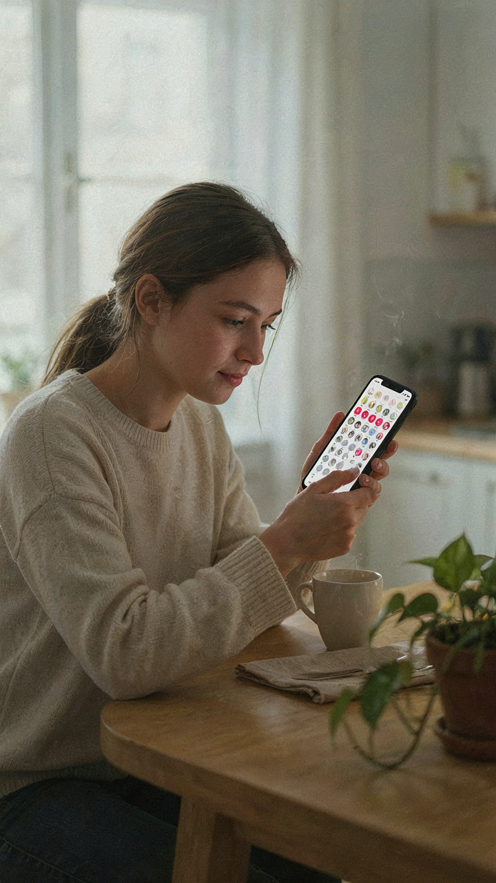 A person selects contacts from a phone for a birthday party.
