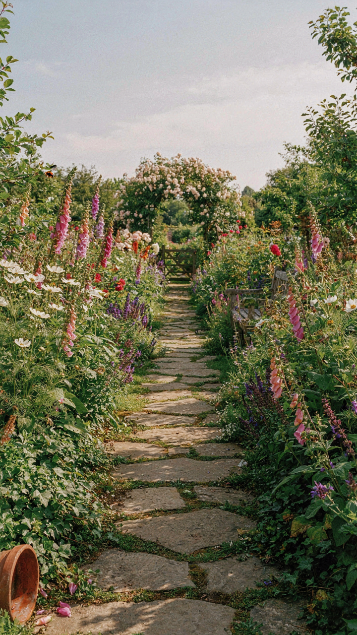 Stepping stones create an easy path through a beautiful garden.