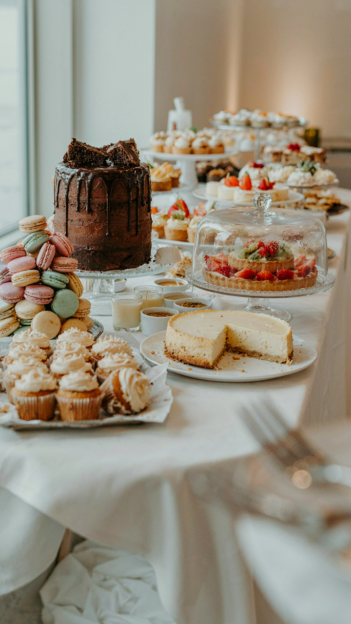 An overflowing dessert buffet table with too many desserts.