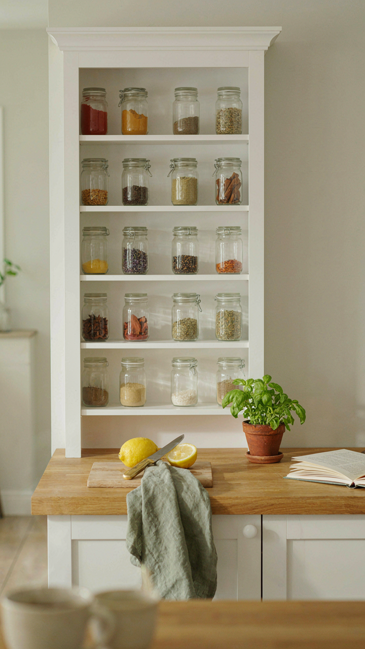 A well organized kitchen shows a systematic approach to cooking and preparation.