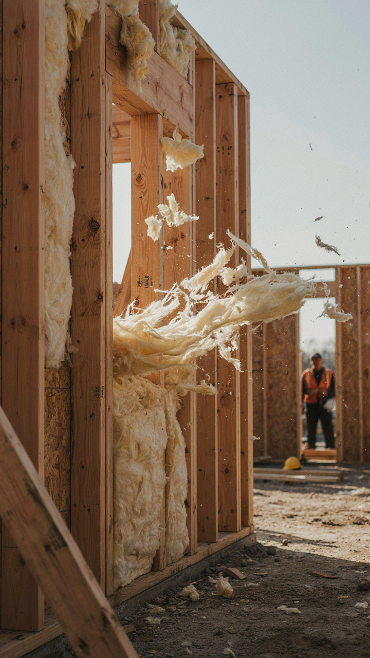 Wind blows through a loosely insulated wall.