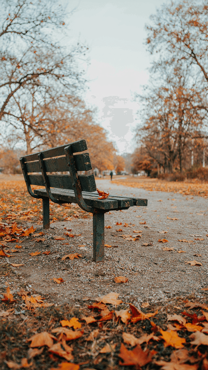An empty, cold metal park bench under a gray sky.