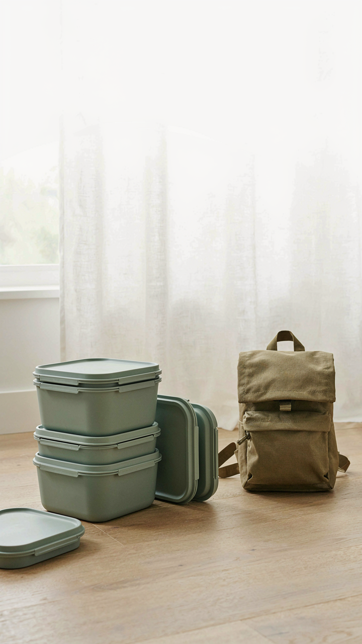 Collapsible containers show modularity for portable diy camp shower ideas.