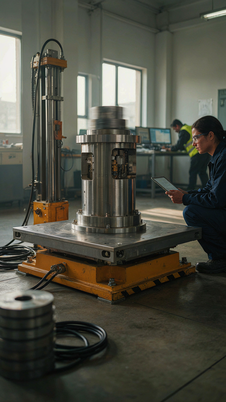 A machine shakes equipment on a test platform.