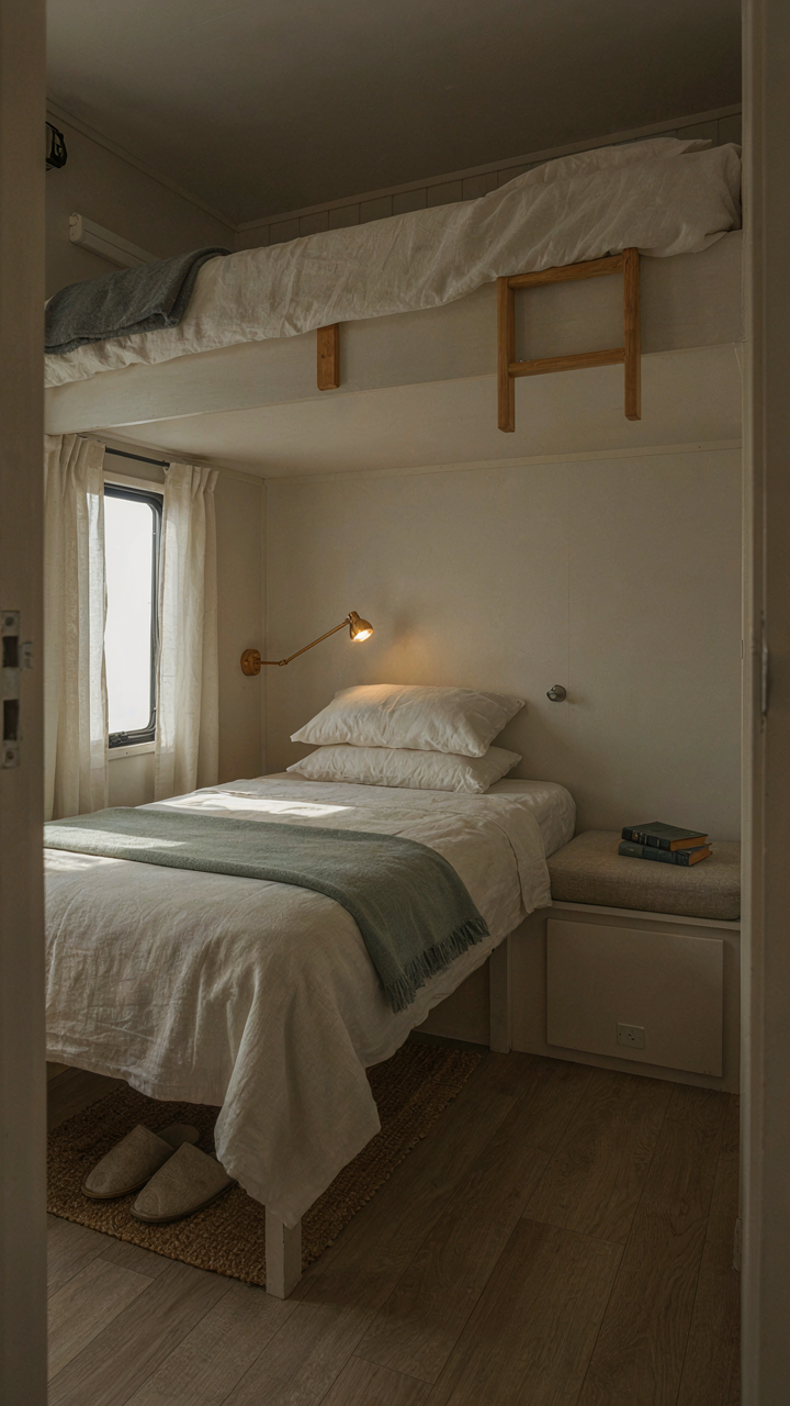 A functional RV bunk bed prioritizes comfort for sleep.