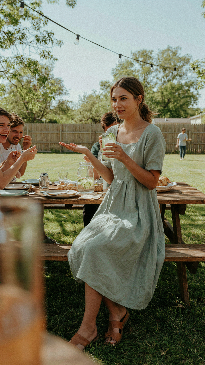 A person confidently chooses a cucumber mint mocktail over a sugary soda at a gathering.