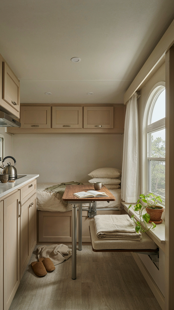 A multi-functional piece of RV furniture, like a table that converts to a bed.
