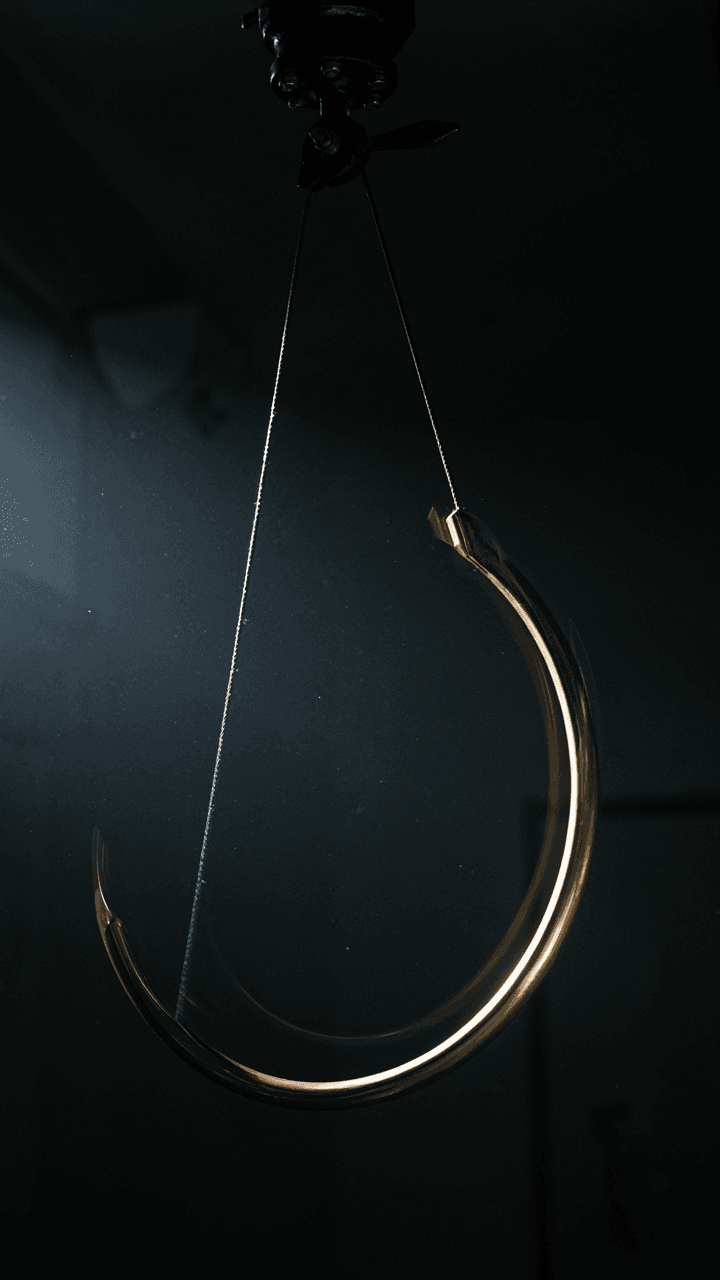 A large, metal pendulum swings with a clear, wide arc.