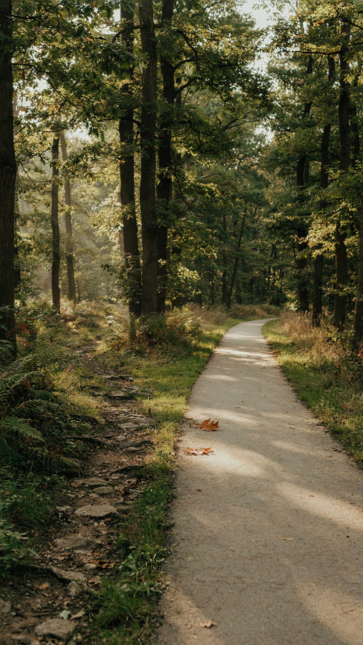 A fork in a forest path shows an easy way and a hard way.