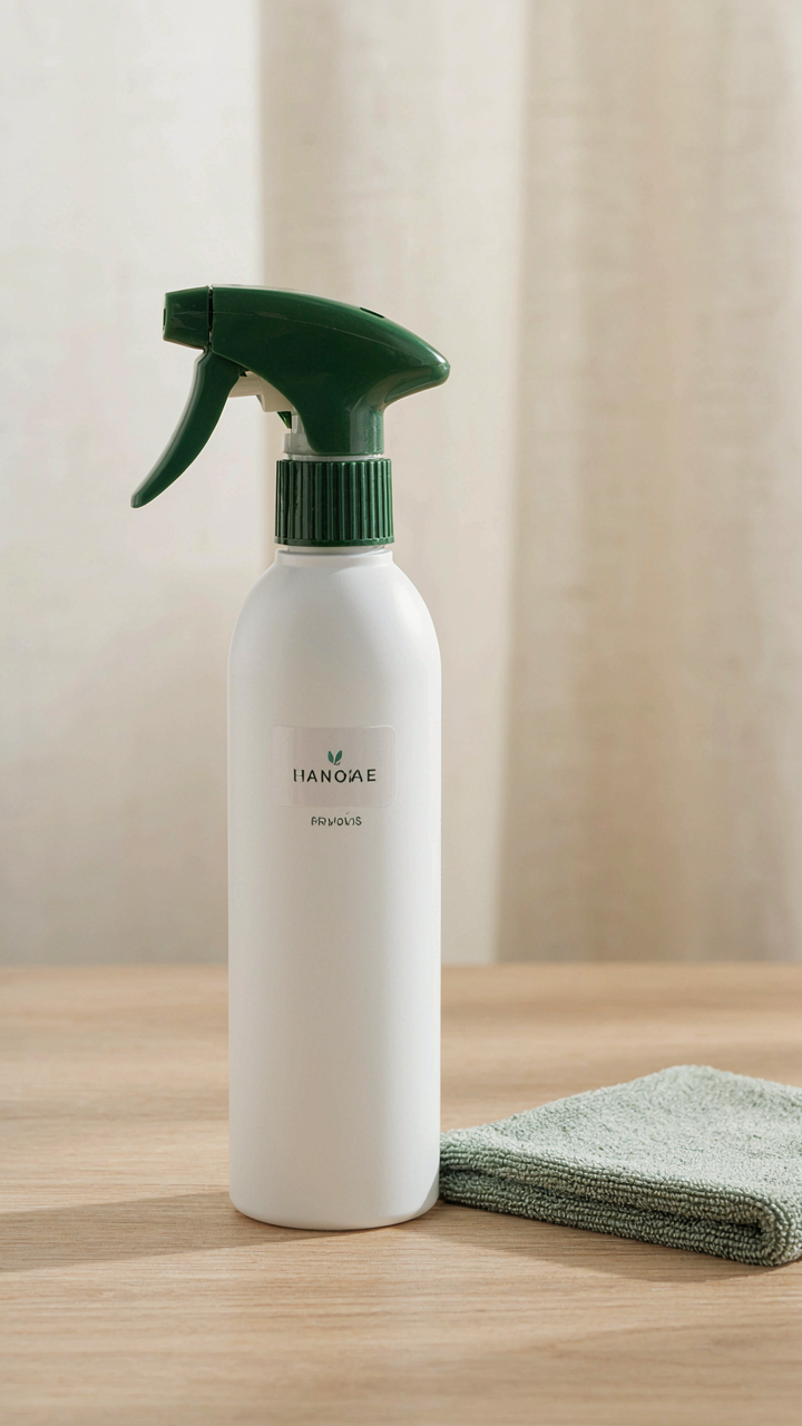 A single compact spray bottle and microfiber cloth for rv cleaning hacks.