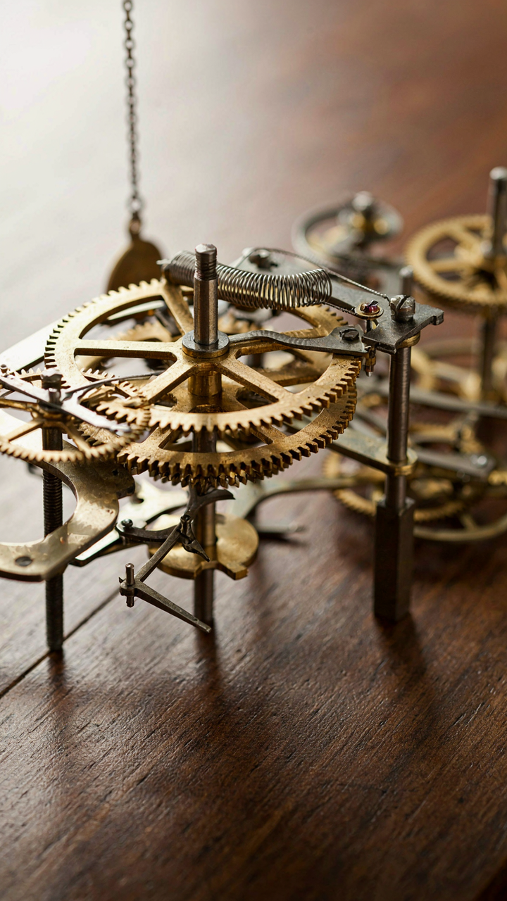 A complex, well-oiled clockwork mechanism with synchronized gears and springs.